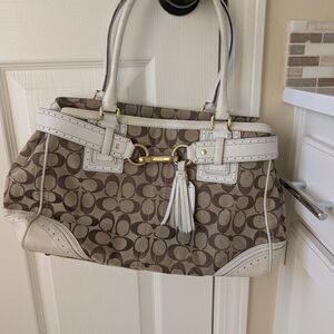 Coach Brown and Cream Shoulder Bag